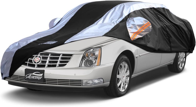 AltoCover Car Cover Waterproof All Weather with Silver Strip Design, Custom Fit for DTS(2006–2011), XTS(2013-2019), CT6(2016-2020), DTS Accessory with Door Zipper & Windproof Straps - Image 1